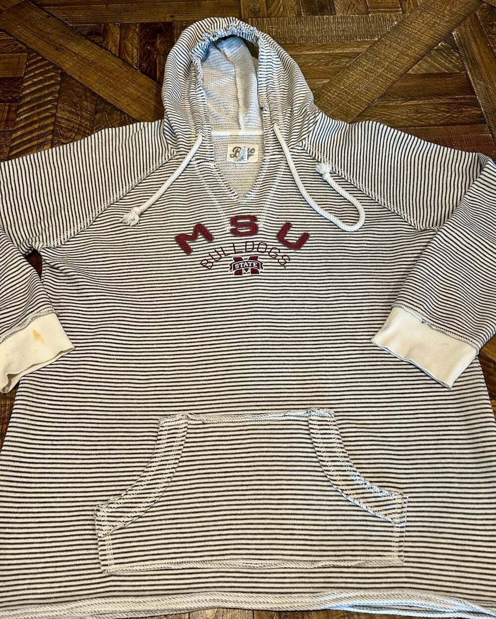 Blue 84 Mississippi State Bulldogs Striped French Terry Hoodie Size 2X